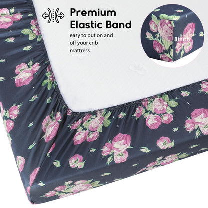 Yoofoss 2-Pack Baby Crib Sheets for Boys Girls 52x28 (Green+Leaf)