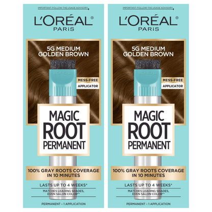 L'Oreal Paris Magic Root Permanent Hair Color Kit, 100% Gray Hair Coverage In Just 10 Minutes, Precision Brush Applicator for Seamless Application, 4 Dark Brown (1 Count)