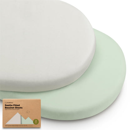 2pk Organic Baby Bassinet Sheets Boys, Girls, Fitted Sheet (Soft White)