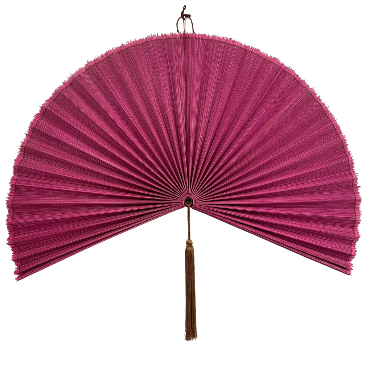 ChumDecor Bamboo Fan Wall Decor, Japanese Wall Fan, Red Brown 40 in