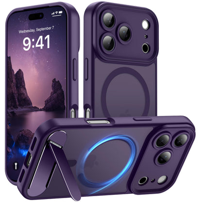 Magnetic Compatible with iPhone 16 Case, [Built-in Kickstand][Full Camera Protection][Compatible with MagSafe][Anti-Fingerprint] Shockproof Phone Case for iPhone 16 6.1",Brown