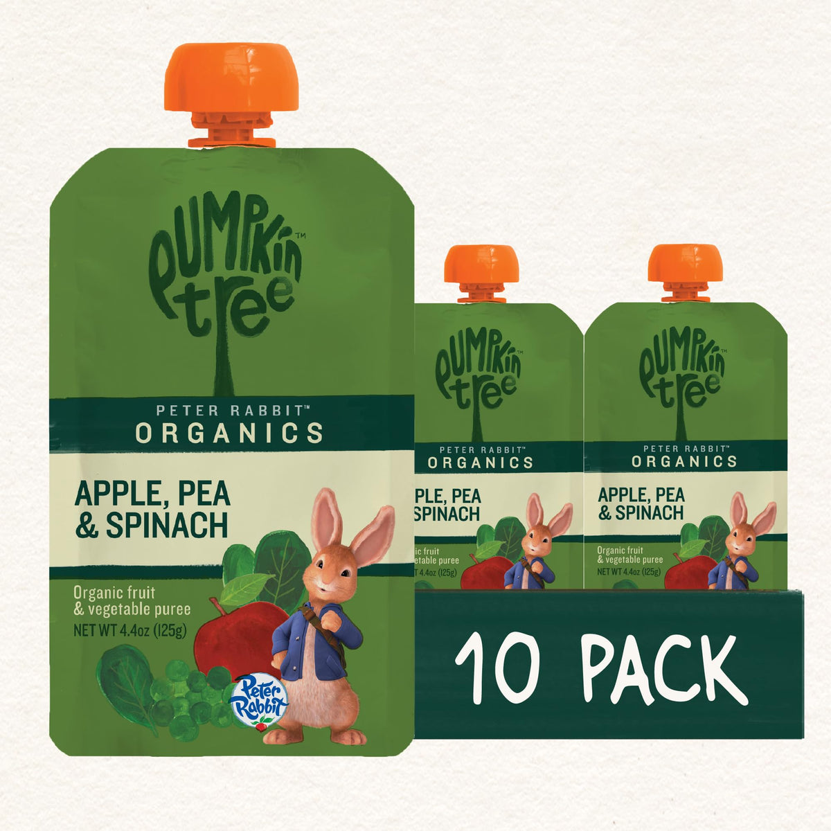 Pumpkin Tree Peter Rabbit Organics, Banana, Mango, and Kale, 4 Squeeze Pouch, Mango, Broccoli & Kale, 4.4 Ounce (Pack of 10)