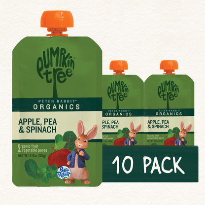Pumpkin Tree Peter Rabbit Organics, Banana, Mango, and Kale, 4 Squeeze Pouch, Mango, Broccoli & Kale, 4.4 Ounce (Pack of 10)