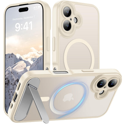 Magnetic Compatible with iPhone 16 Case, [Built-in Kickstand][Full Camera Protection][Compatible with MagSafe][Anti-Fingerprint] Shockproof Phone Case for iPhone 16 6.1",Brown