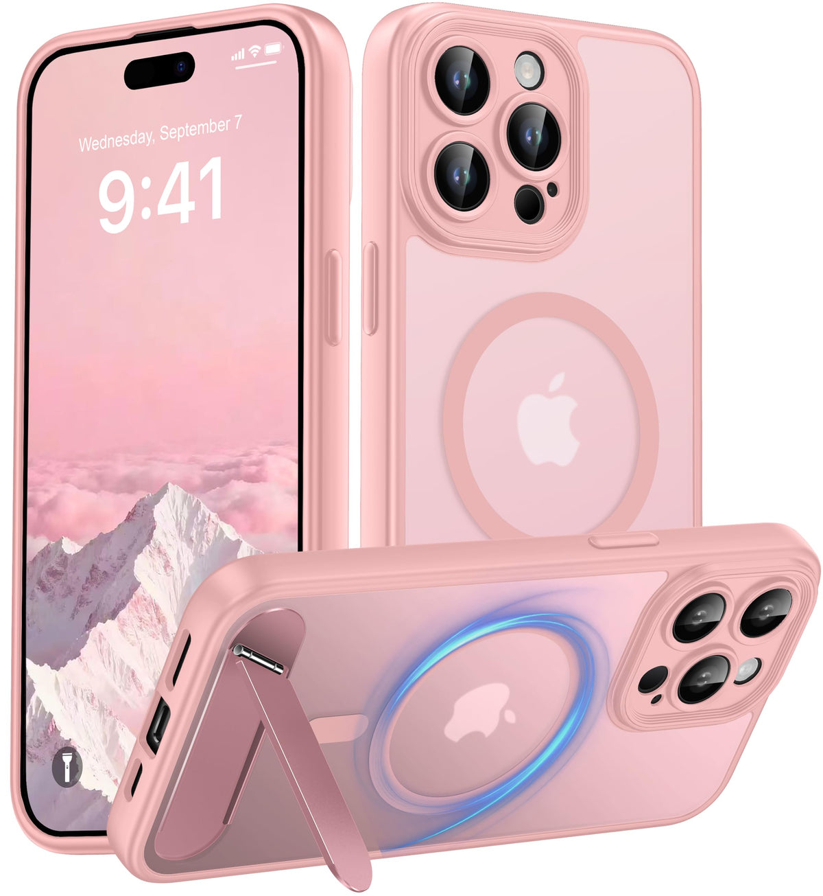 Magnetic Compatible with iPhone 16 Case, [Built-in Kickstand][Full Camera Protection][Compatible with MagSafe][Anti-Fingerprint] Shockproof Phone Case for iPhone 16 6.1",Brown