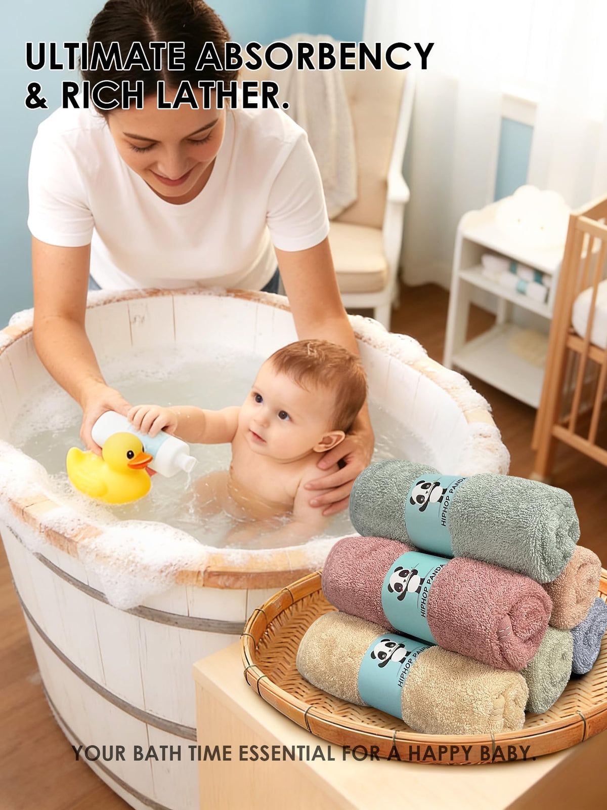 HIPHOP PANDA Soft Baby Washcloths, 2-Layer, 30 Pack Newborn Gift Set