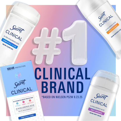 Secret Clinical Antiperspirant Deodorant, Completely Clean 2.6 oz Pack of 2