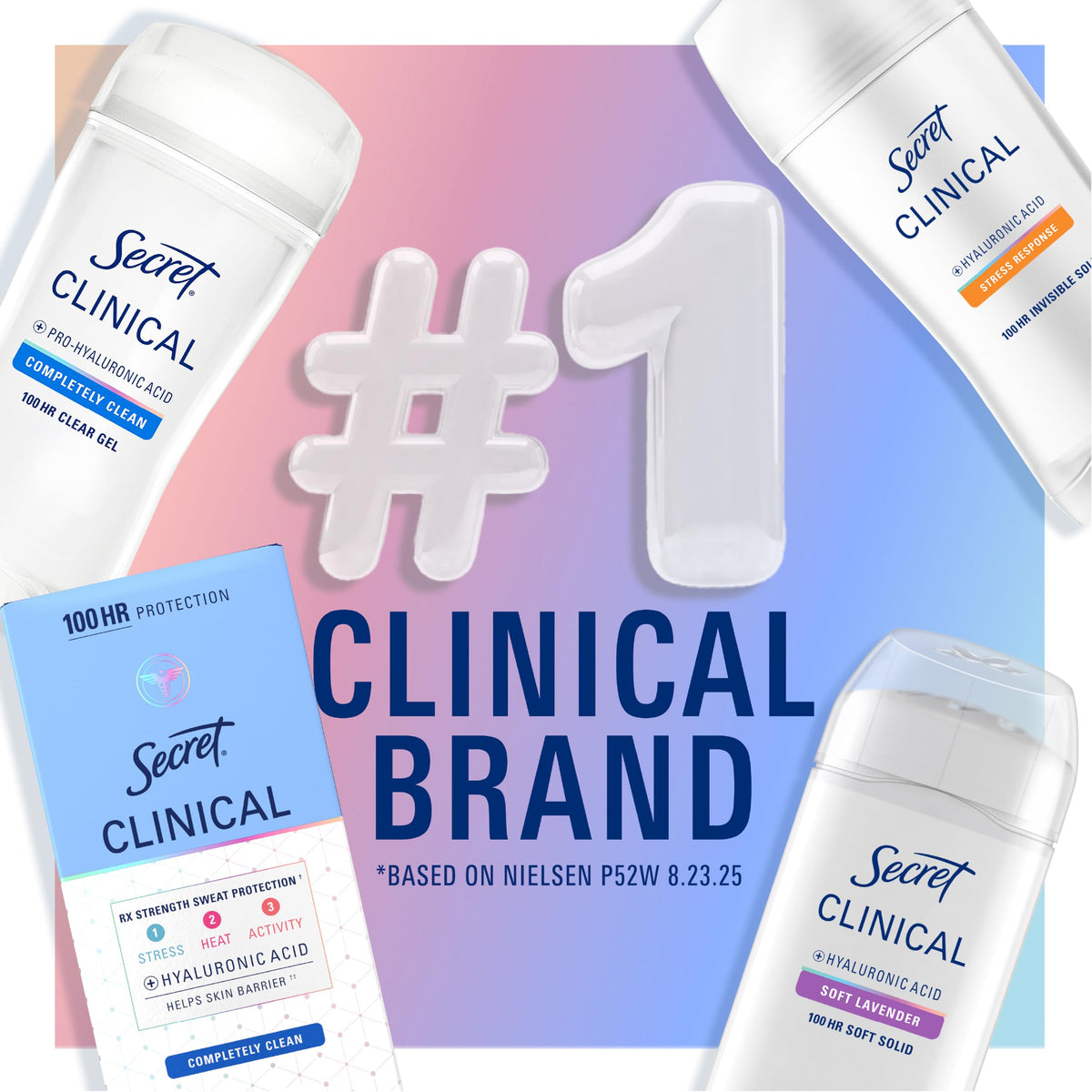 Secret Clinical Antiperspirant Deodorant, Completely Clean 2.6 oz Pack of 2