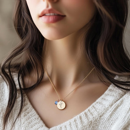 Birth Flower Necklaces for Women, 18K Gold Plated Birthstone Necklaces