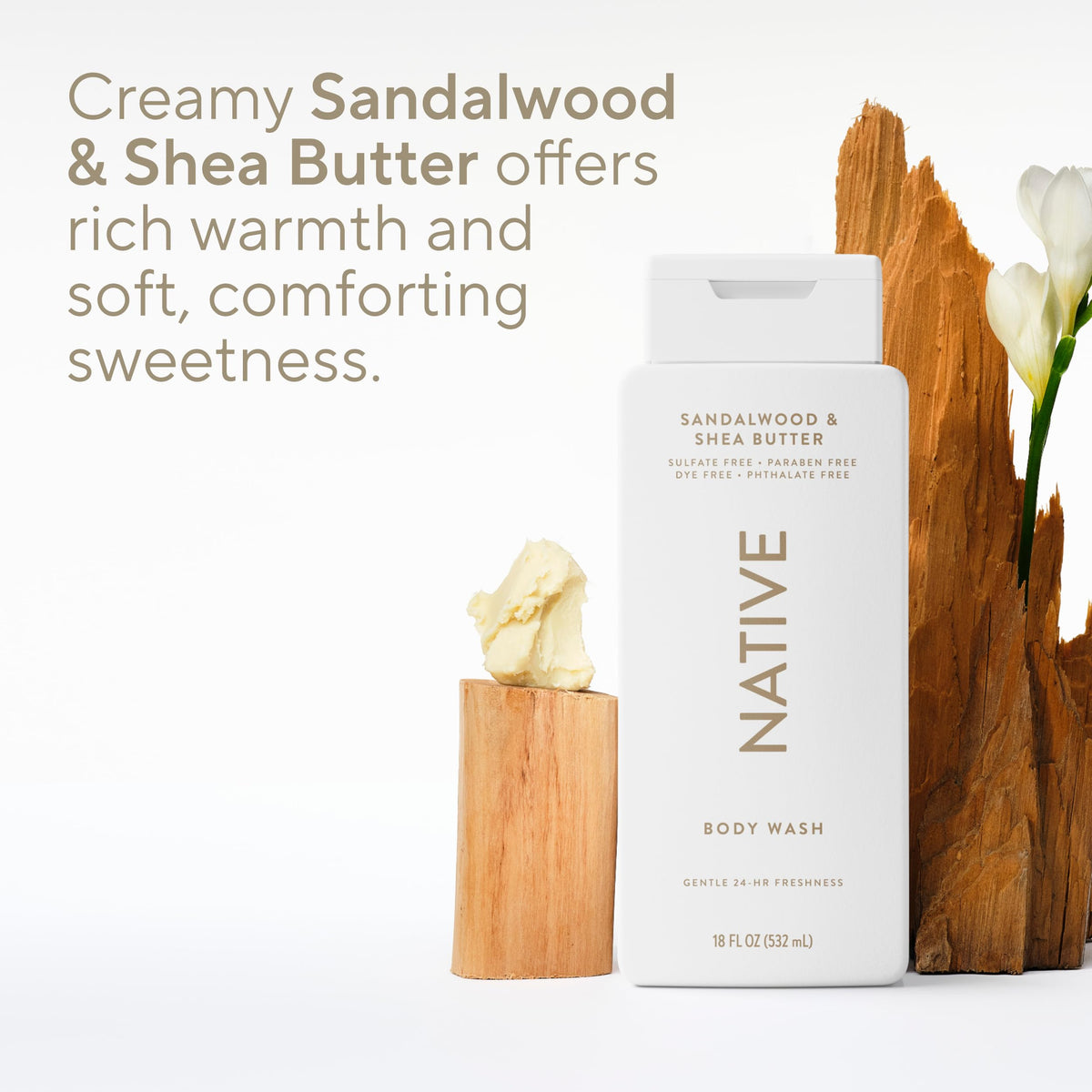 Native Clean Body Wash for Women & Men, Powder & Cotton Scent, 18 fl oz