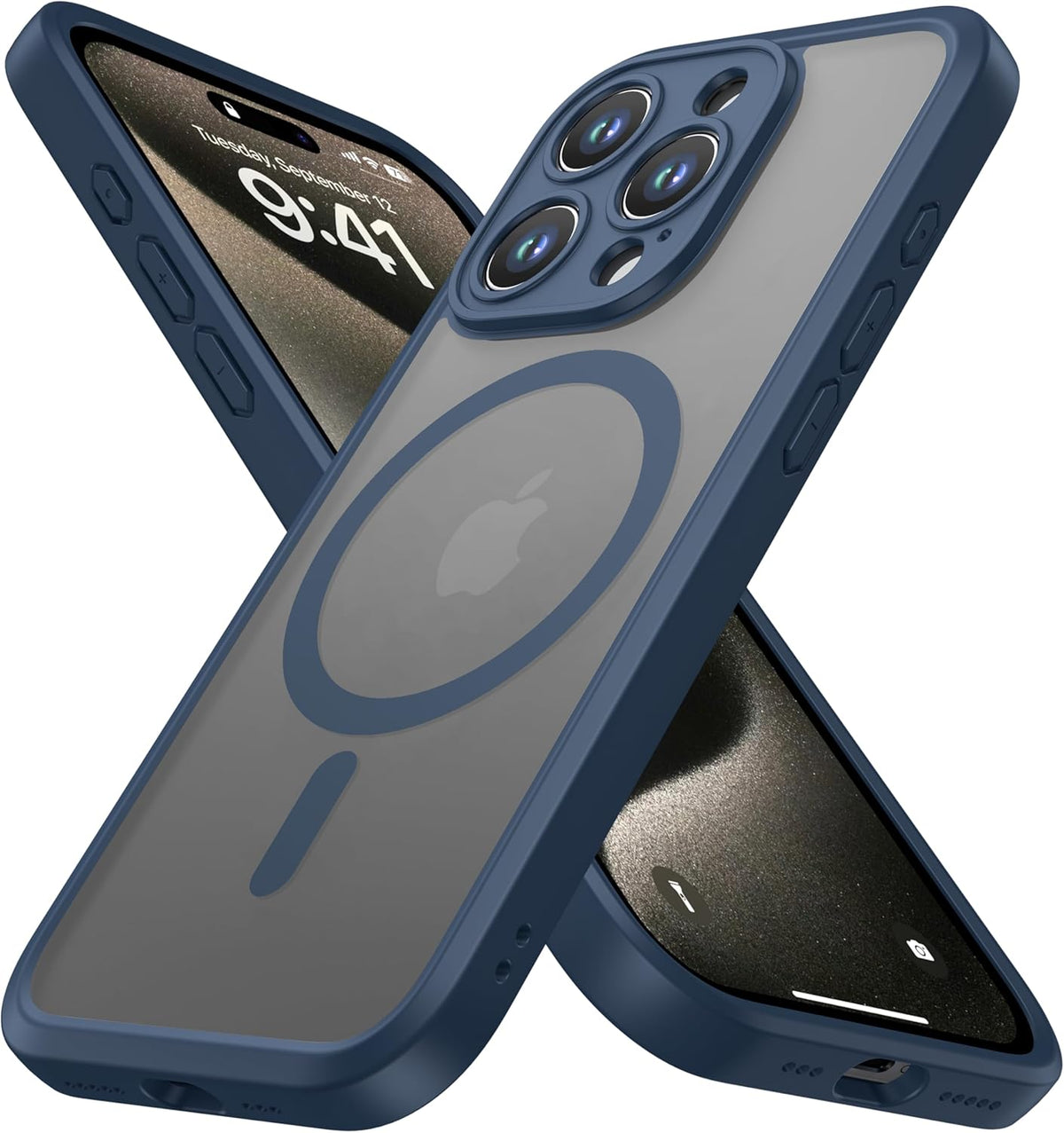ImpactStrong Magnetic Guard Designed for iPhone 17 Air Case [Camera Protection] [Military Grade Drop Tested] [Compatible with MagSafe] Slim Translucent Matte Phone Case (6.6") - Navy Blue