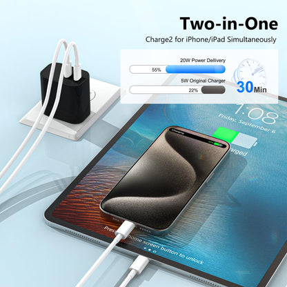 USB C Charger Block 3 Pack, Dual Port 20W Fast Wall Plug