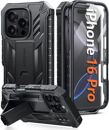 FNTCASE for iPhone 16 Case with Belt Clip and Built-in Screen Protector