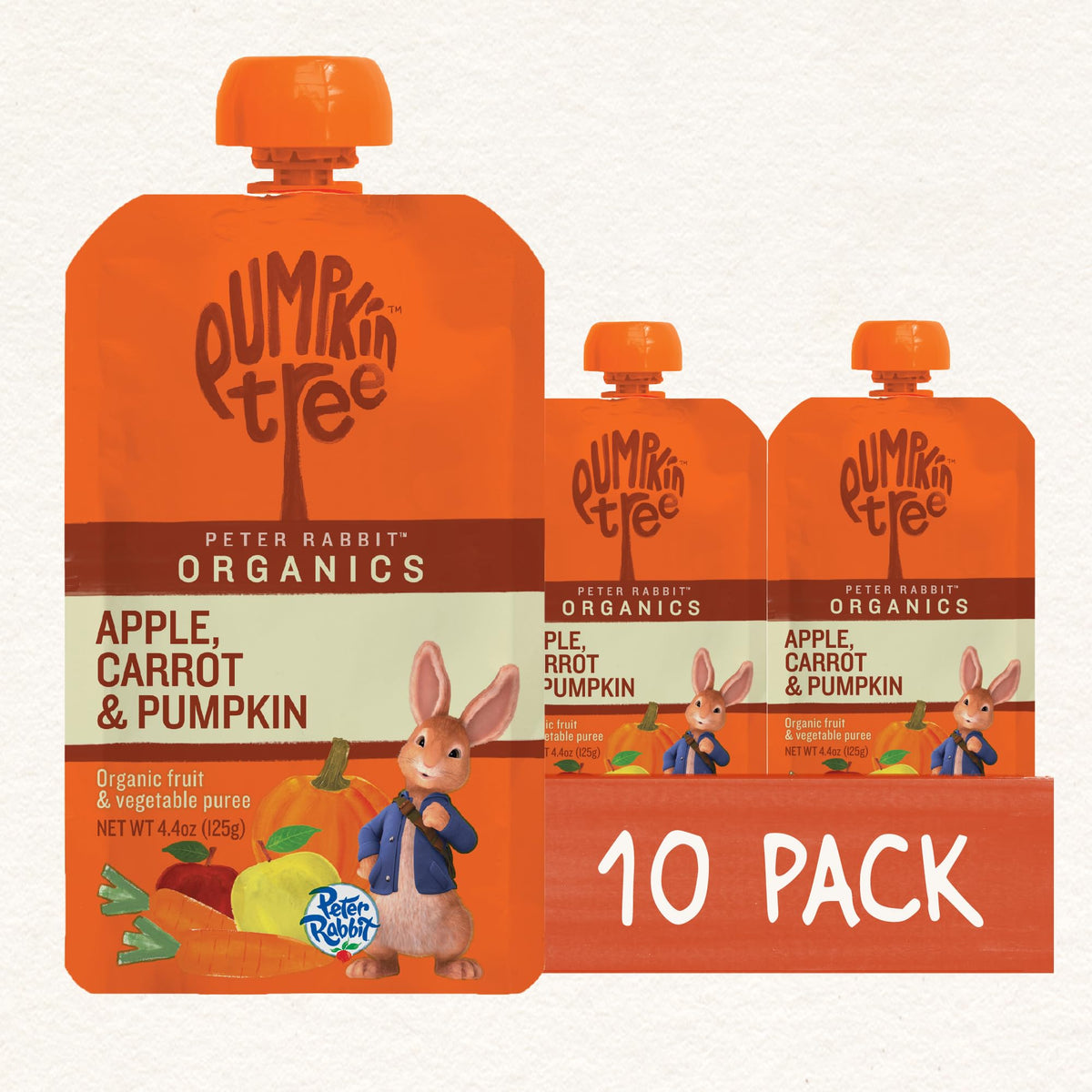 Pumpkin Tree Peter Rabbit Organics, Banana, Mango, and Kale, 4 Squeeze Pouch, Mango, Broccoli & Kale, 4.4 Ounce (Pack of 10)