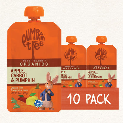 Pumpkin Tree Peter Rabbit Organics, Banana, Mango, and Kale, 4 Squeeze Pouch, Mango, Broccoli & Kale, 4.4 Ounce (Pack of 10)