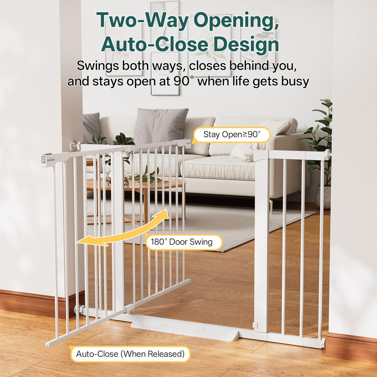 InnoTruth 27-36.6 in Wide Baby Gate for Stairs and Doorways, Black