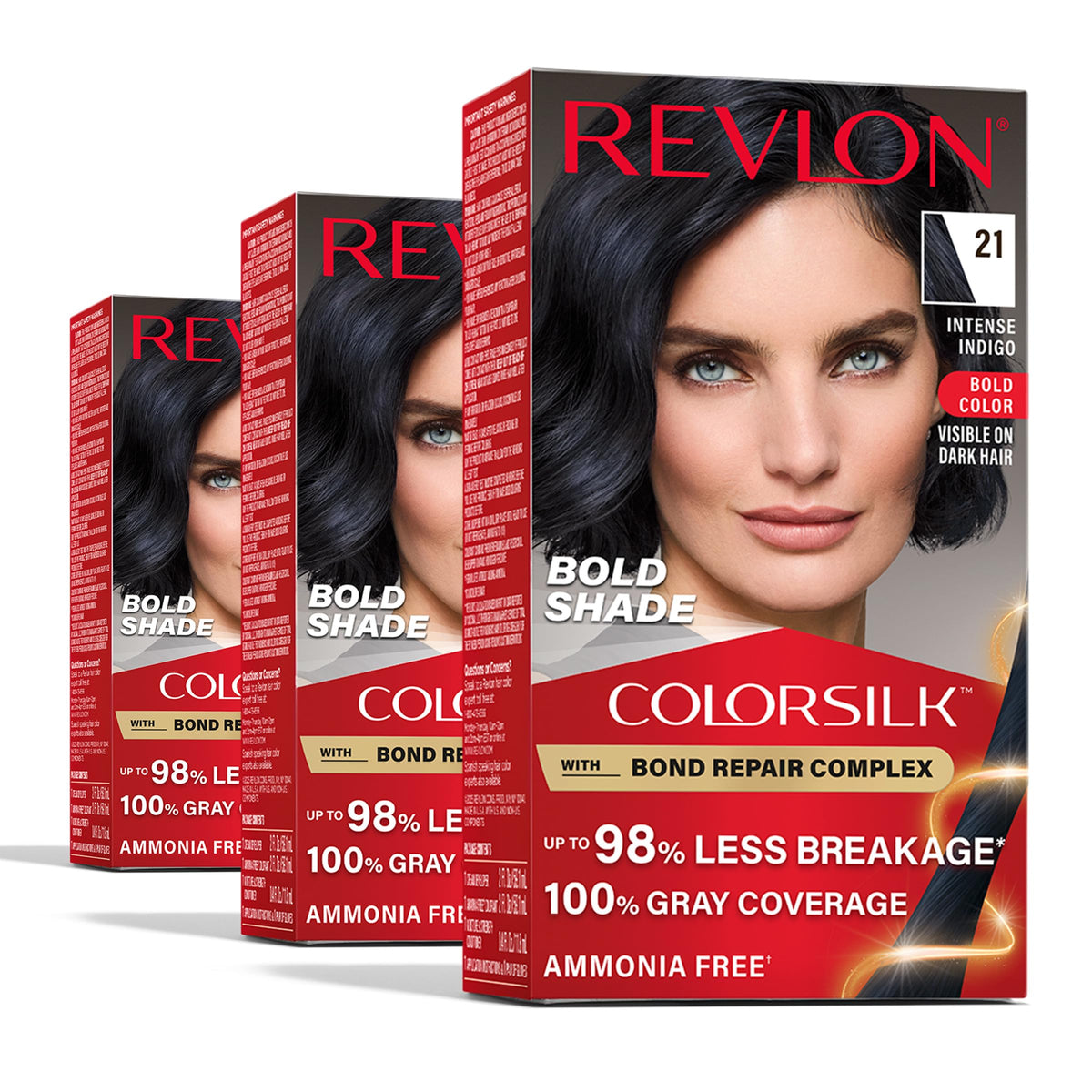 Revlon ColorSilk with Bond Repair Hair Color, 51 Light Brown, 3pk