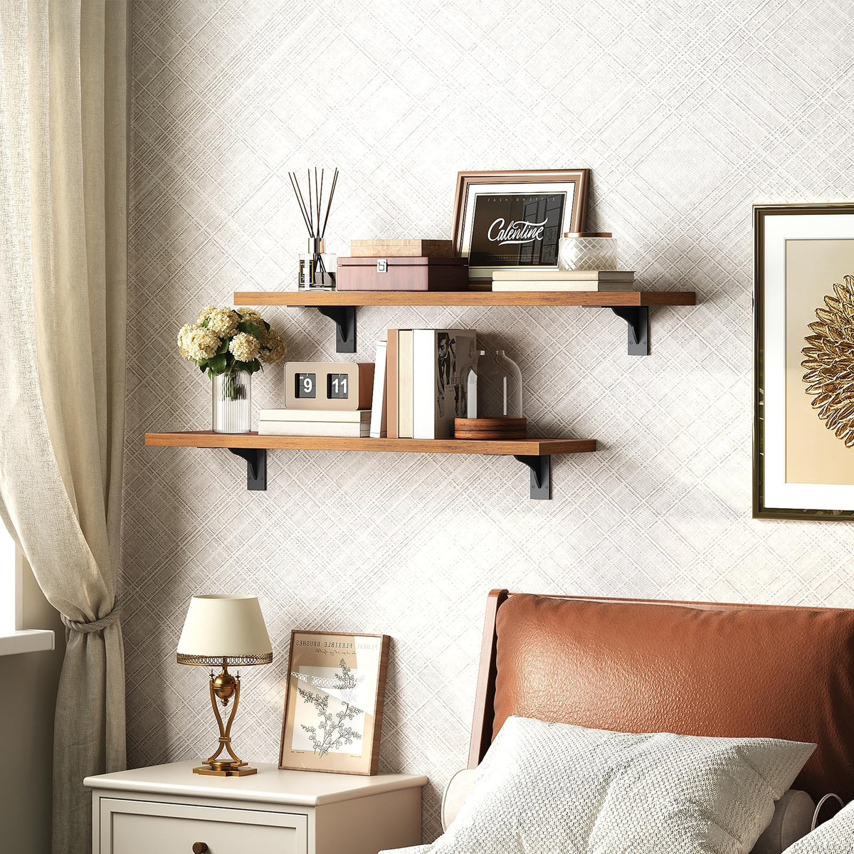 HOOBRO Floating Shelves for Wall, 15.7" Wall Mounted Shelves Set of 2