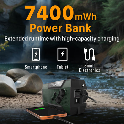 FosPower NOAA Emergency Weather Radio D8 37000mWh Portable Power Bank, AM/FM, USB/Solar/Hand Crank Charging, SOS Alarm & Flashlight for Indoor/Outdoor Emergency - Orange