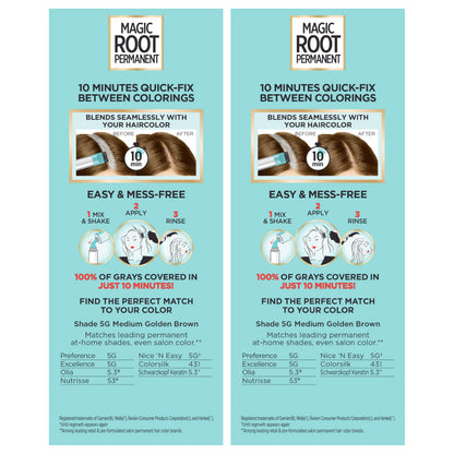 L'Oreal Paris Magic Root Permanent Hair Color Kit, 100% Gray Hair Coverage In Just 10 Minutes, Precision Brush Applicator for Seamless Application, 4 Dark Brown (1 Count)
