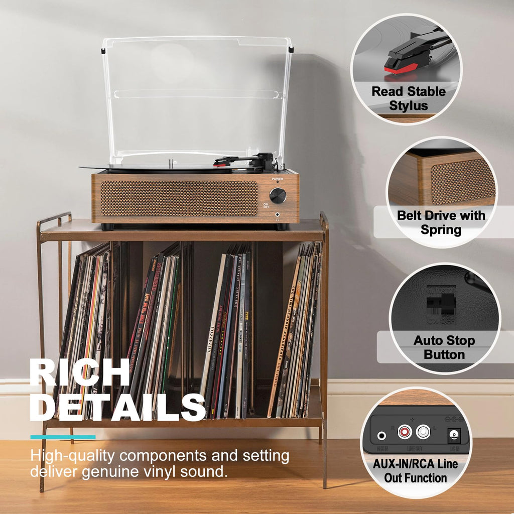 Seasonlife® Record Player for Vinyl Turntable with Speakers,Pale Purple