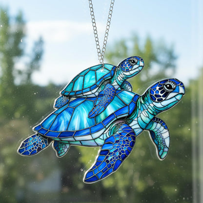 Sea Turtle Gift for Women, Mom & Daughter Christmas Ornament with Card