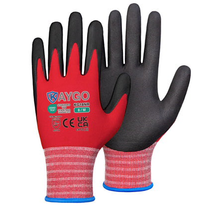 KAYGO Safety Work Gloves MicroFoam Nitrile Coated 12 Pairs, KG18NH