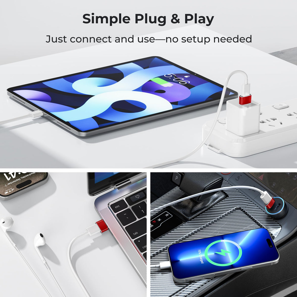 Basesailor USB to USB C Adapter,USBC Female to USB A Male Charger Adapter