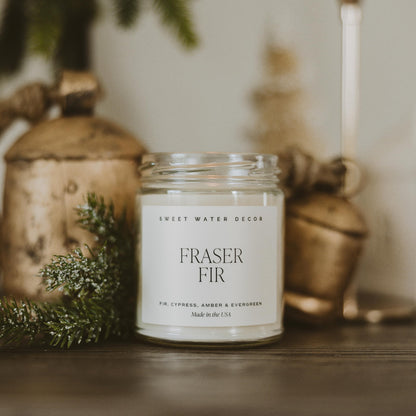 Sweet Water Decor Christmas Candle Gift, Holiday Scented 9oz Clear Jar