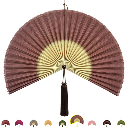ChumDecor Bamboo Fan Wall Decor, Japanese Wall Fan, Red Brown 40 in