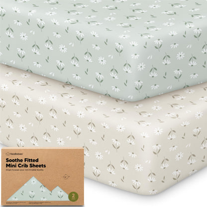 2pk Mini Crib Sheets Fitted 38x26 Pack N Play Mattress Sheet (Bumble Bear)