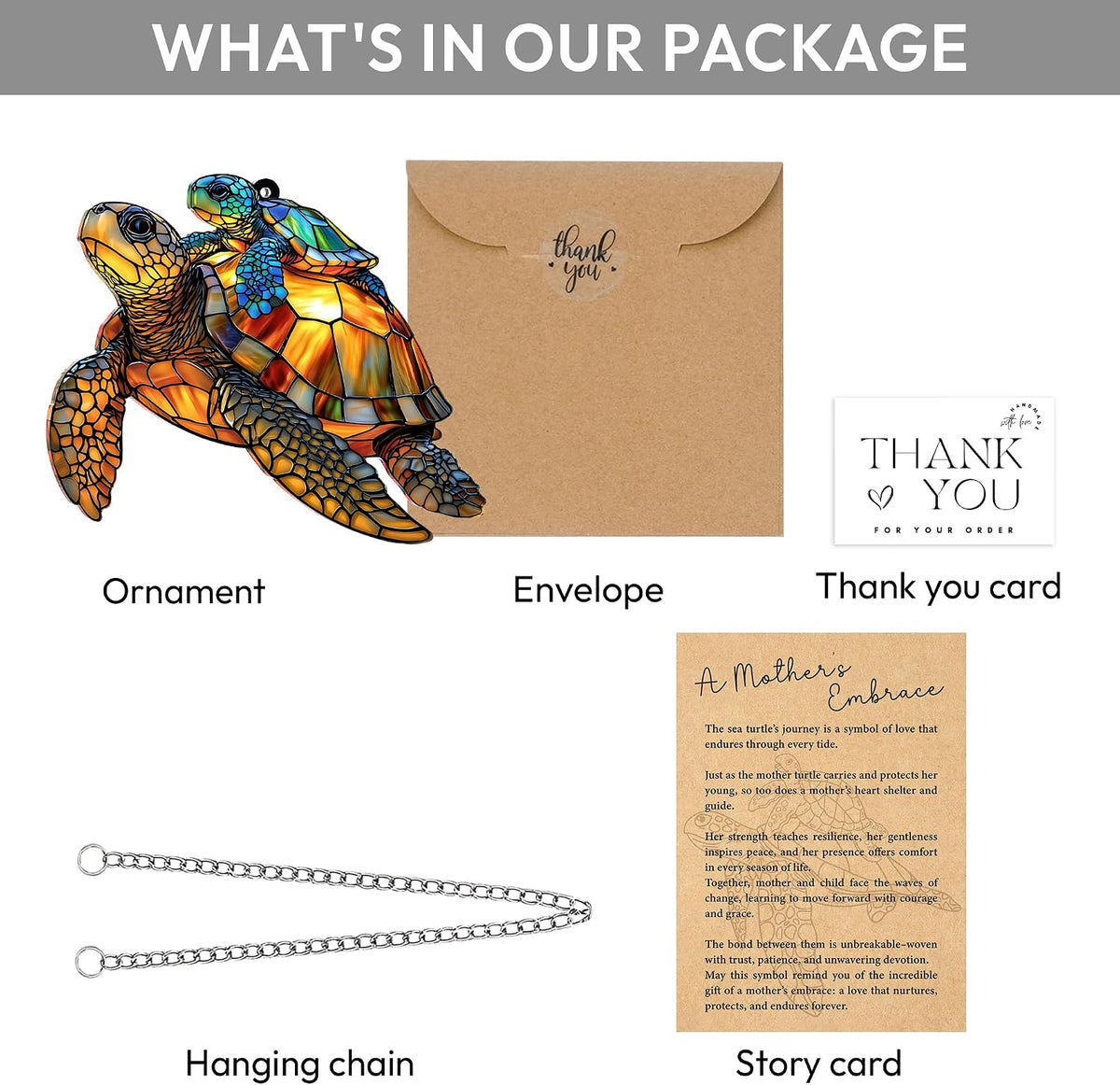 Sea Turtle Gift for Women, Mom & Daughter Christmas Ornament with Card