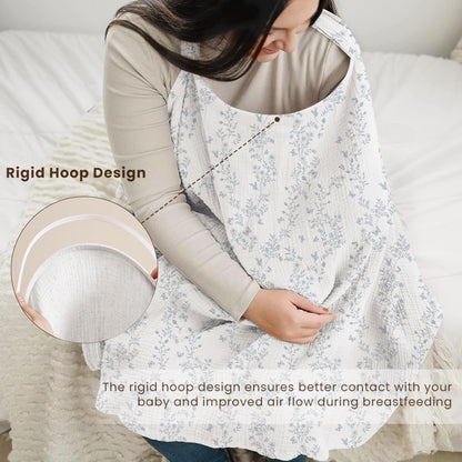 Konssy Muslin Nursing Cover Up for Breastfeeding with Rigid Hoop