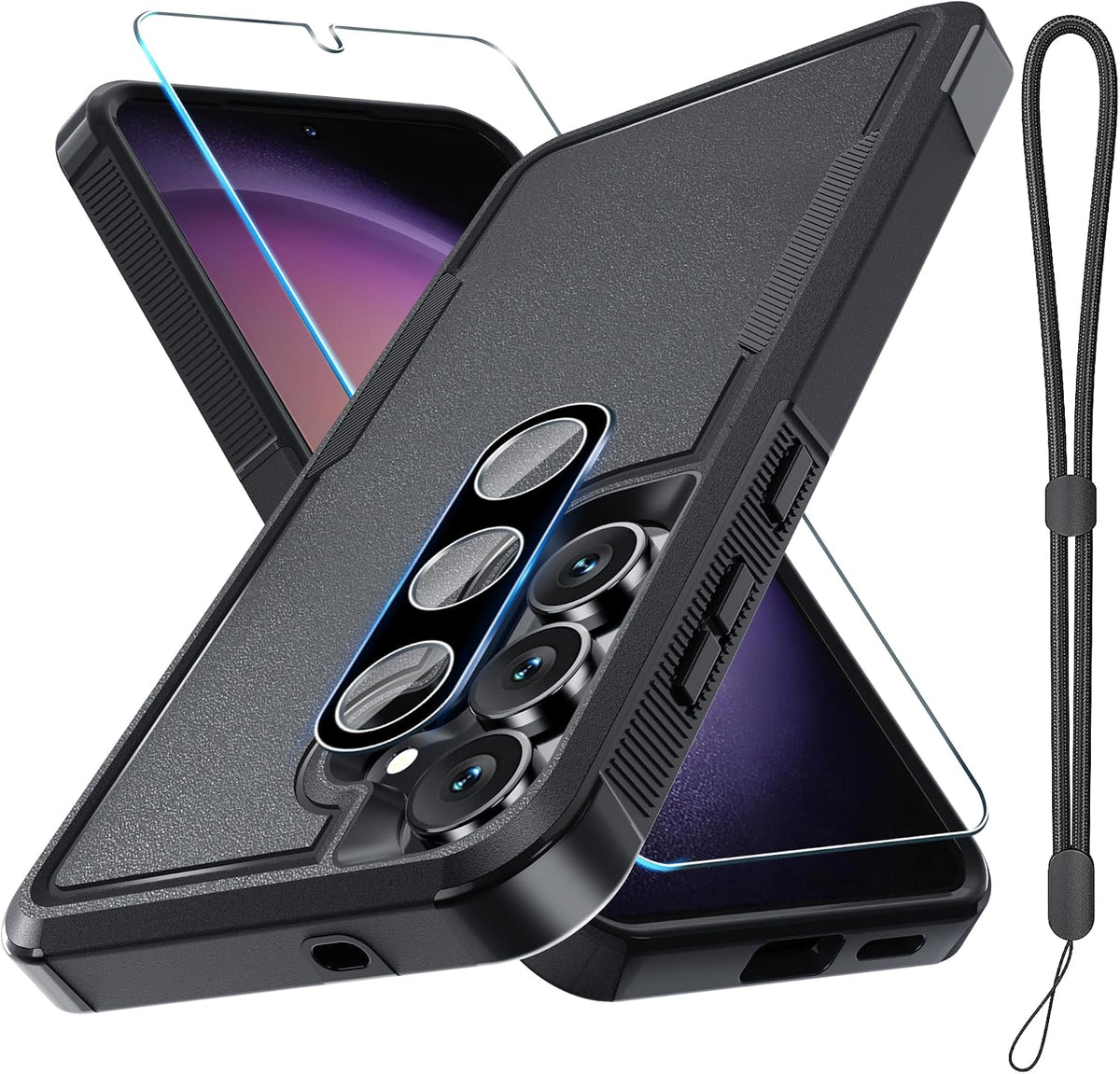 for Samsung Galaxy S24 FE Case, Full Body Heavy Duty Cover, Black Matte