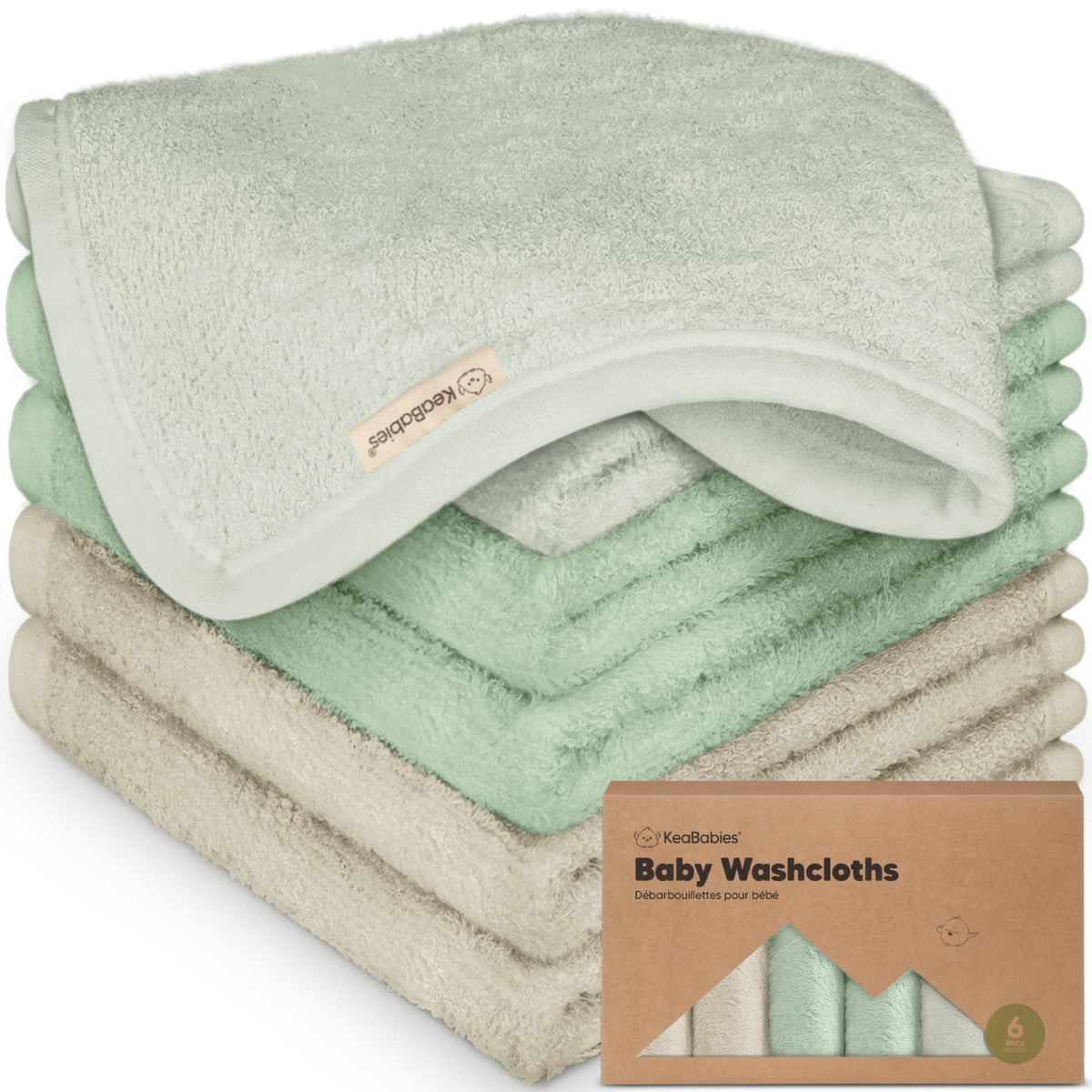 6-Pack Baby Washcloths, Soft Absorbent Washcloths for Face, Body (White)