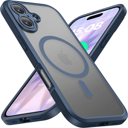 ImpactStrong Magnetic Guard Designed for iPhone 17 Air Case [Camera Protection] [Military Grade Drop Tested] [Compatible with MagSafe] Slim Translucent Matte Phone Case (6.6") - Navy Blue