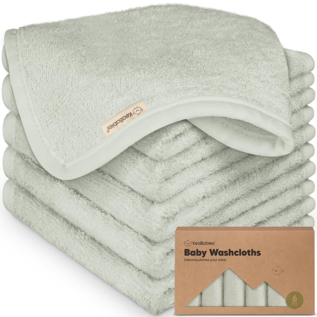 6-Pack Baby Washcloths, Soft Absorbent Washcloths for Face, Body (White)