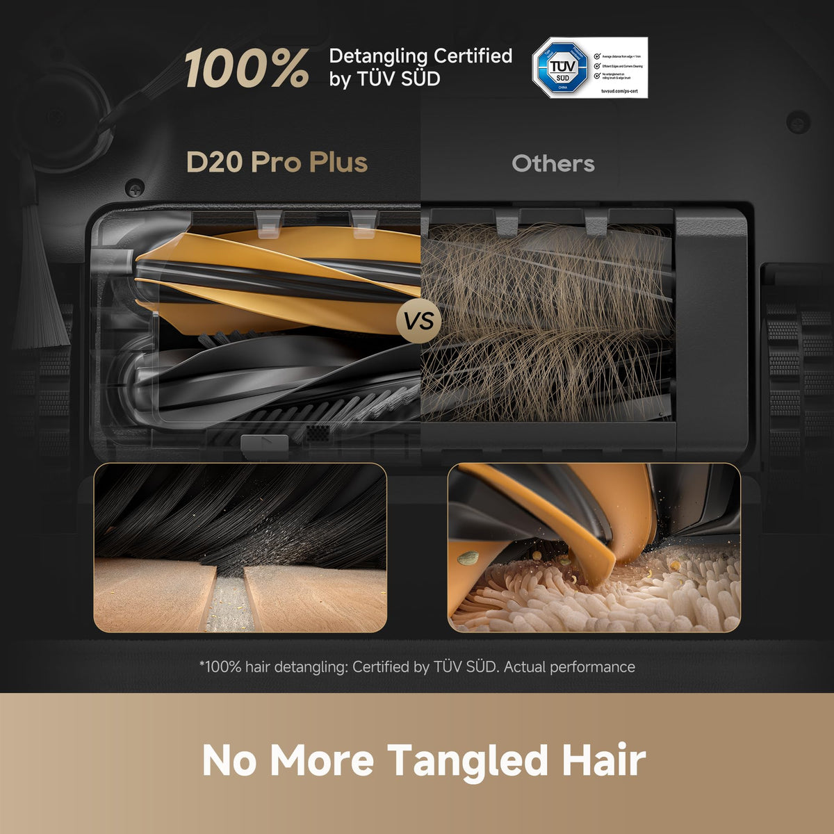 dreame D20 Pro Plus Robot Vacuum and Mop, Detangling DuoBrush for Pet Hair