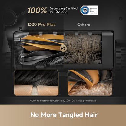 dreame D20 Pro Plus Robot Vacuum and Mop, Detangling DuoBrush for Pet Hair