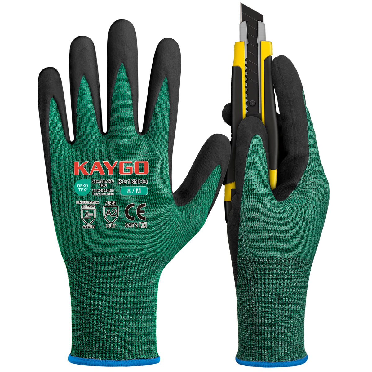 KAYGO Safety Work Gloves MicroFoam Nitrile Coated 12 Pairs, KG18NH