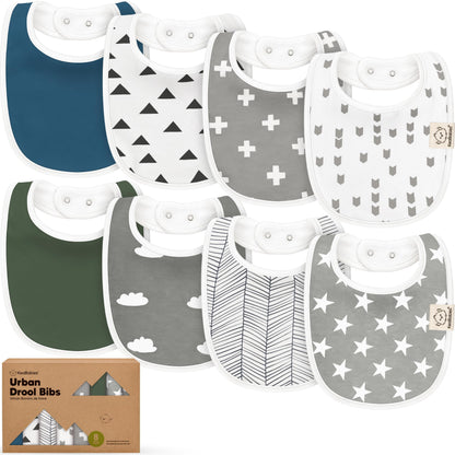 KeaBabies 8-Pack Organic Baby Bibs for Drooling and Teething (Sweet Charm)