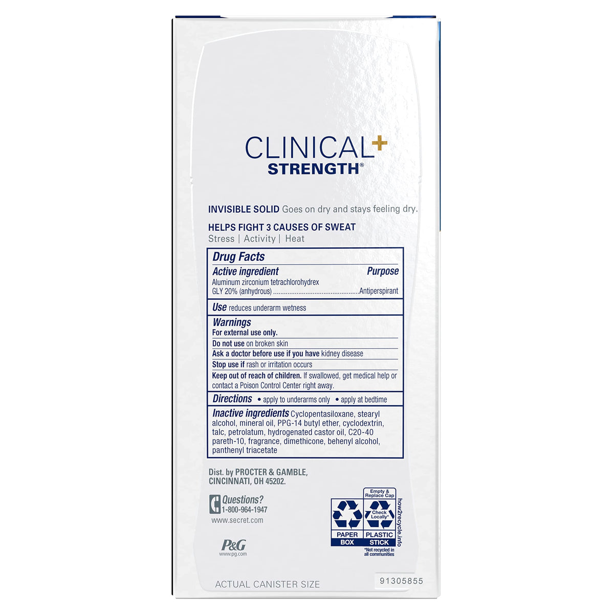 Secret Clinical Antiperspirant Deodorant for Women, Completely Clean 2.6 oz