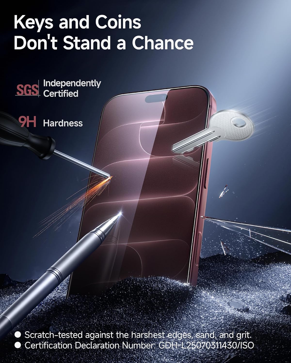 SMARTDEVIL 2 Pack Tempered Glass for iPhone 15 Pro Screen Protector