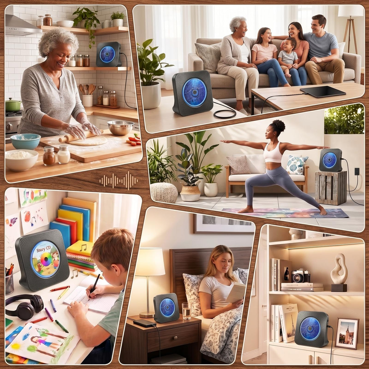 Gueray CD Player Portable Bluetooth Desktop CD Player for Home (Black)