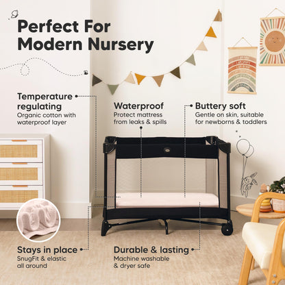 2pk Mini Crib Sheets Fitted 38x26 Pack N Play Mattress Sheet (Bumble Bear)