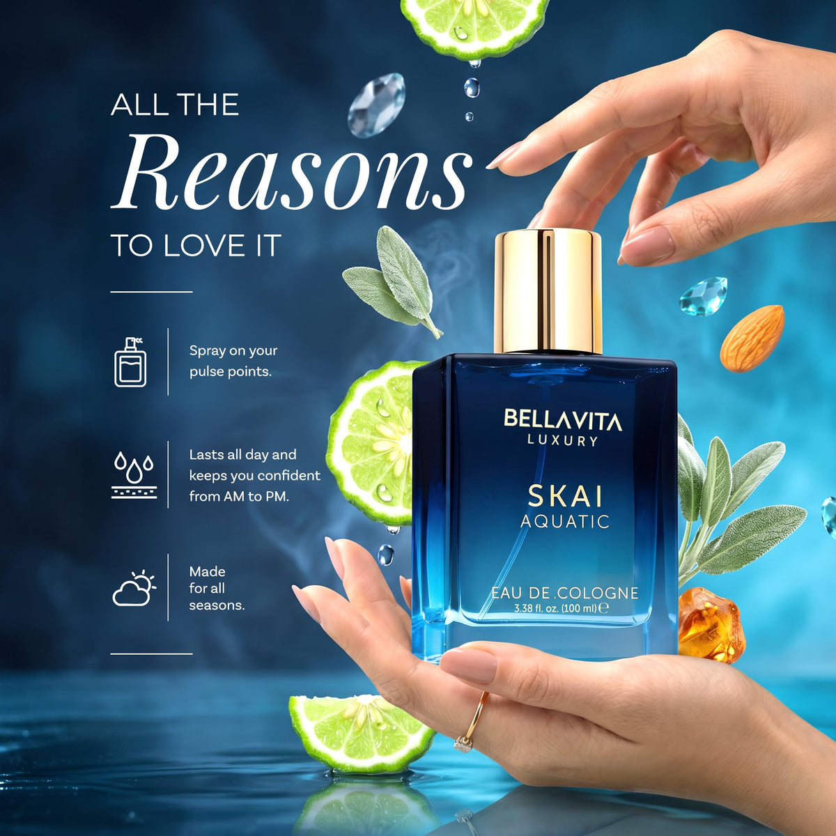 Bellavita Luxury Honey Oud Eau de Parfum Unisex, 3.4 fl oz (100 ml)