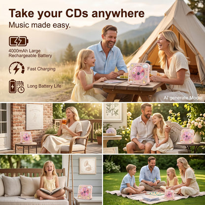Gueray CD Player Portable Bluetooth Desktop CD Player for Home (Black)