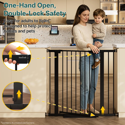 InnoTruth 27-36.6 in Wide Baby Gate for Stairs and Doorways, Black