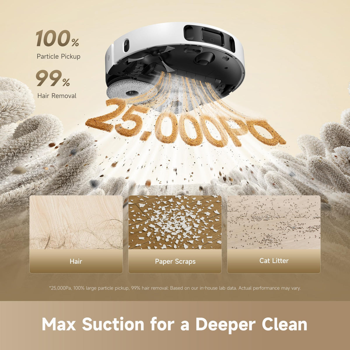 DREAME D30 Ultra CE Robot Vacuum and Mop, 25,000Pa Powerful Suction