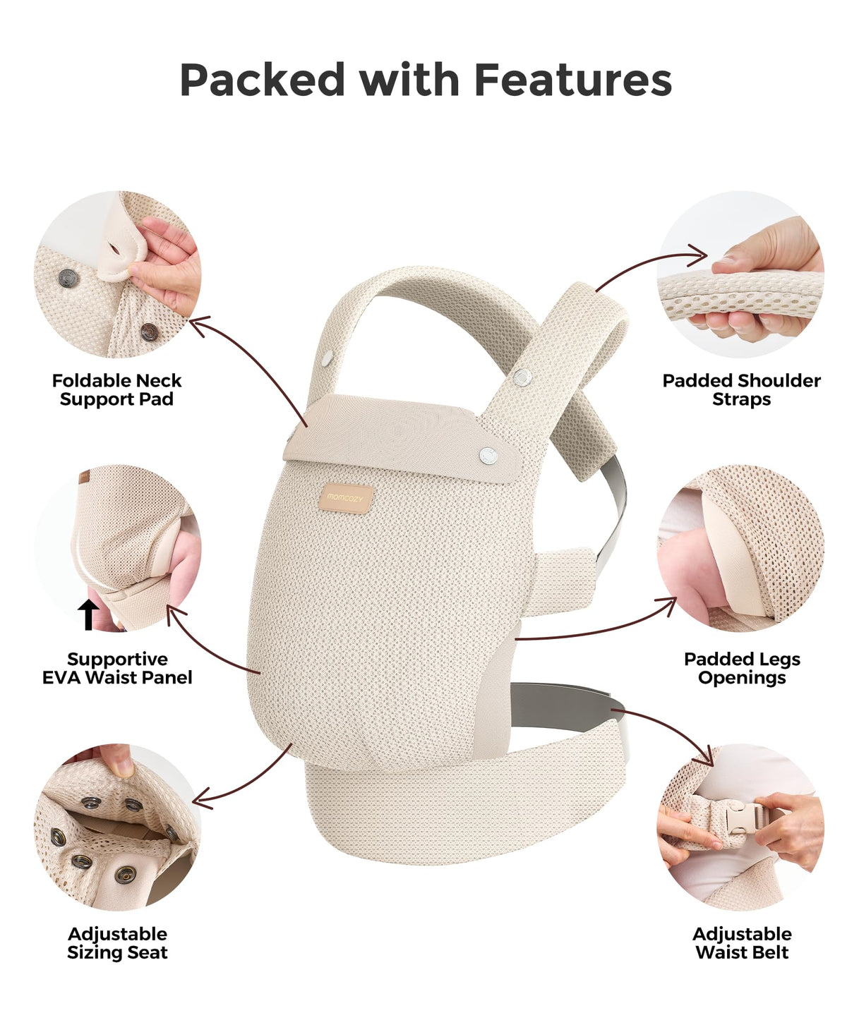 Momcozy PureHug Baby Carrier - Ergonomic, Cozy and Lightweight for 7-45 lbs
